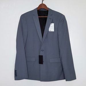 Grey blue sports suit jacket blazer slim fit polka